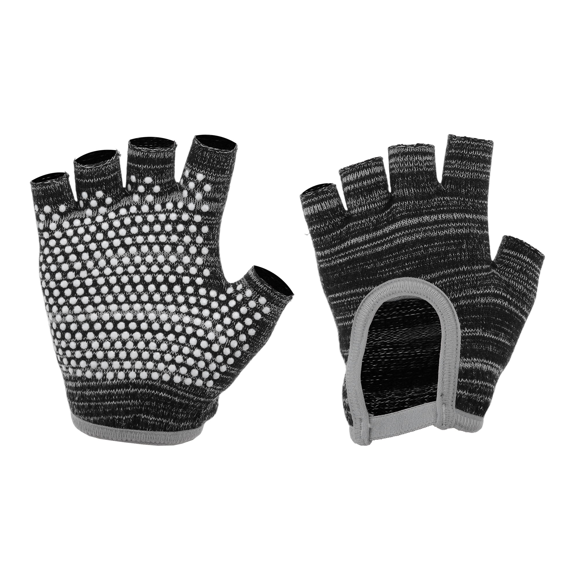 Unique Bargains Non-slip Fingerless Yoga Gloves One Size Black, Gray