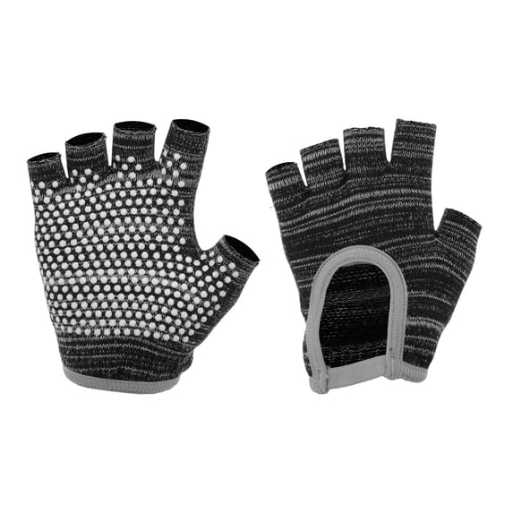 Unique Bargains Non-slip Fingerless Yoga Gloves One Size Black, Gray