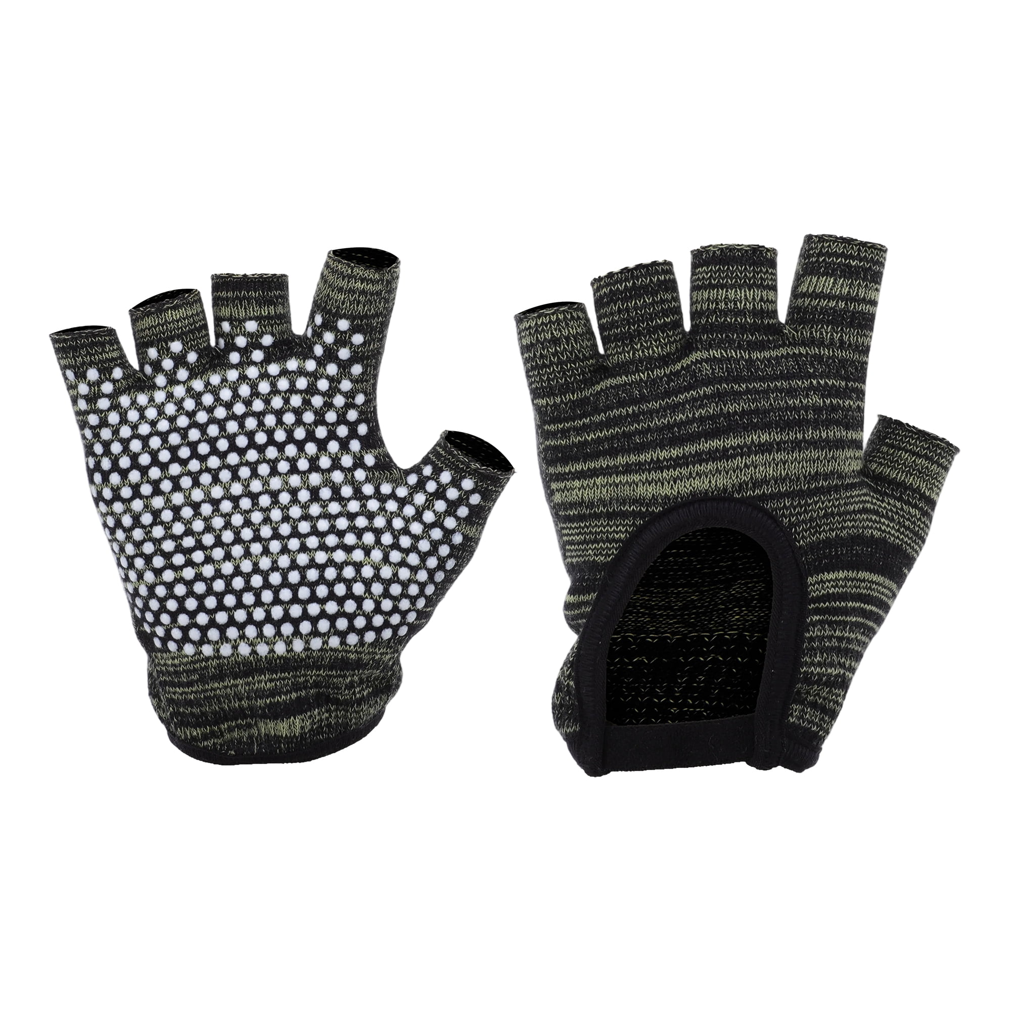 Unique Bargains Non-slip Fingerless Yoga Gloves One Size Black, Green