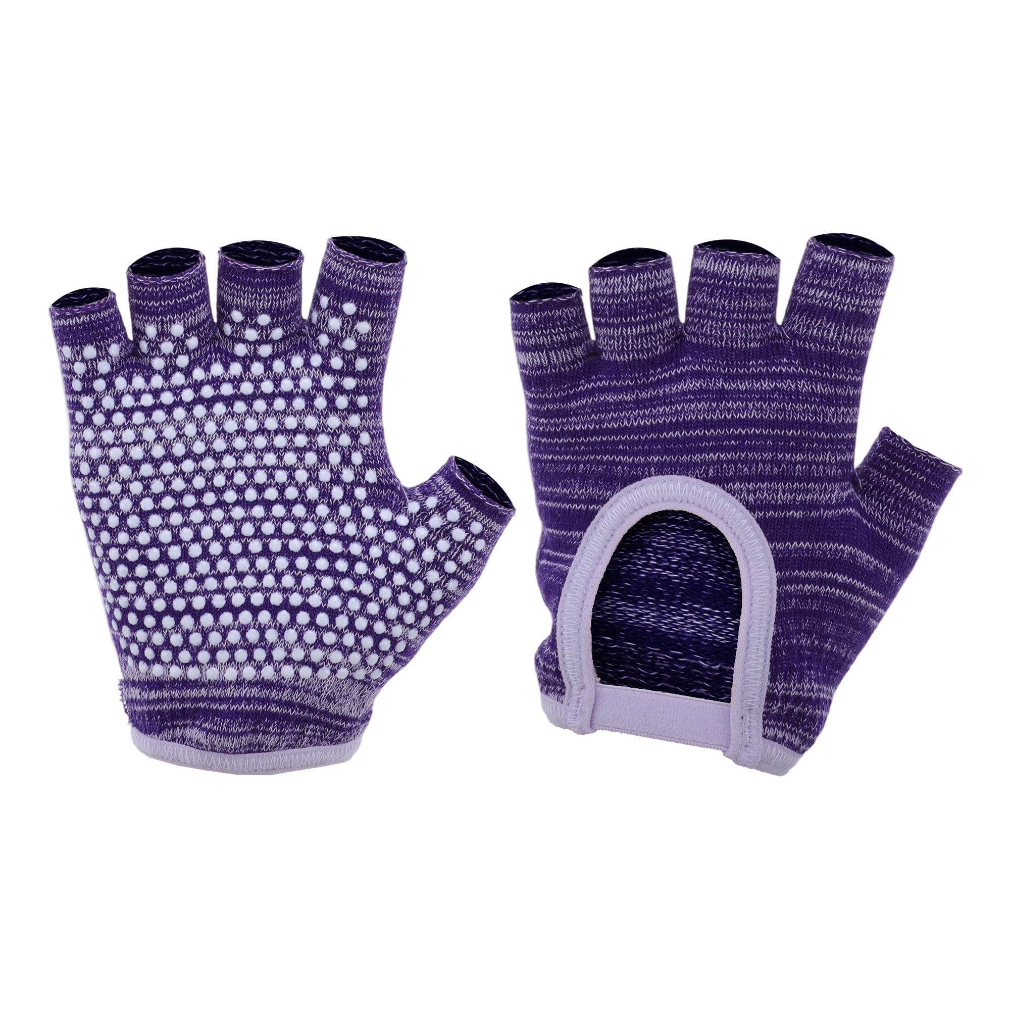 Unique Bargains Non-slip Fingerless Yoga Gloves One Size Purple