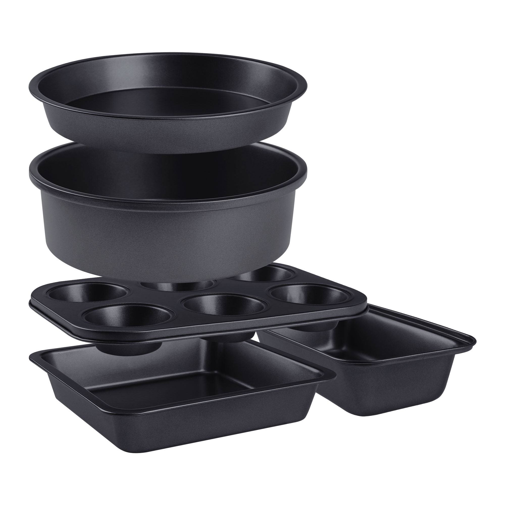 Unique Bargains Nonstick Bakeware Set Baking Pans Set Black 5 Pcs