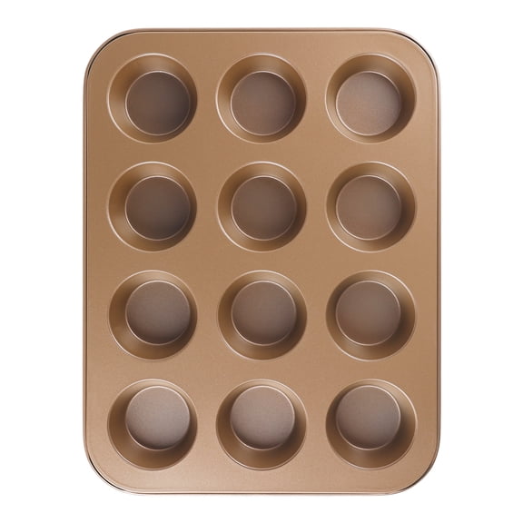 Unique Bargains Nonstick Cupcake Pan with 6 Cups Gold 13.2*13.2*1.1in