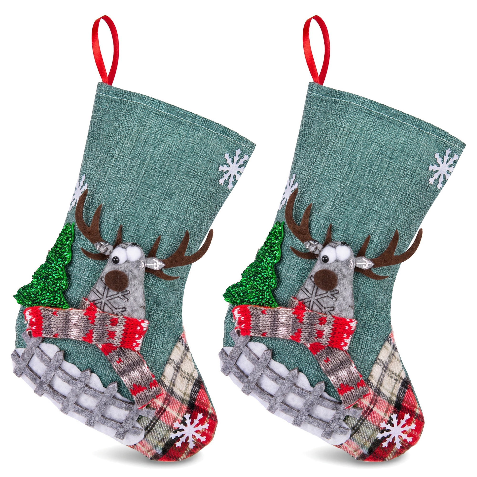 Unique Bargains Novelty Cartoon Christmas Stockings Assorted Garland Accents Deer 8"