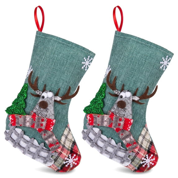 Unique Bargains Novelty Cartoon Christmas Stockings Assorted Garland Accents Deer 8"