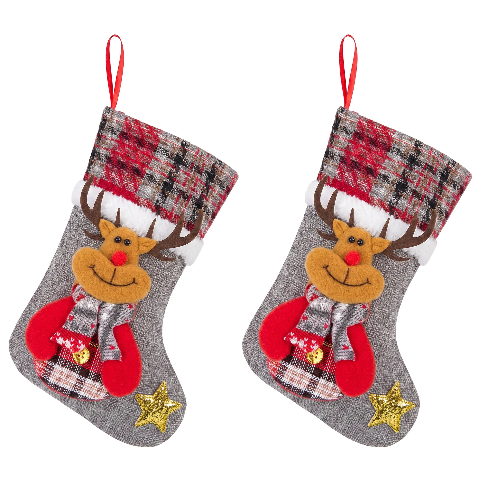 Unique Bargains Novelty Cartoon Christmas Stockings Assorted Garland Accents Gray Deer 8"