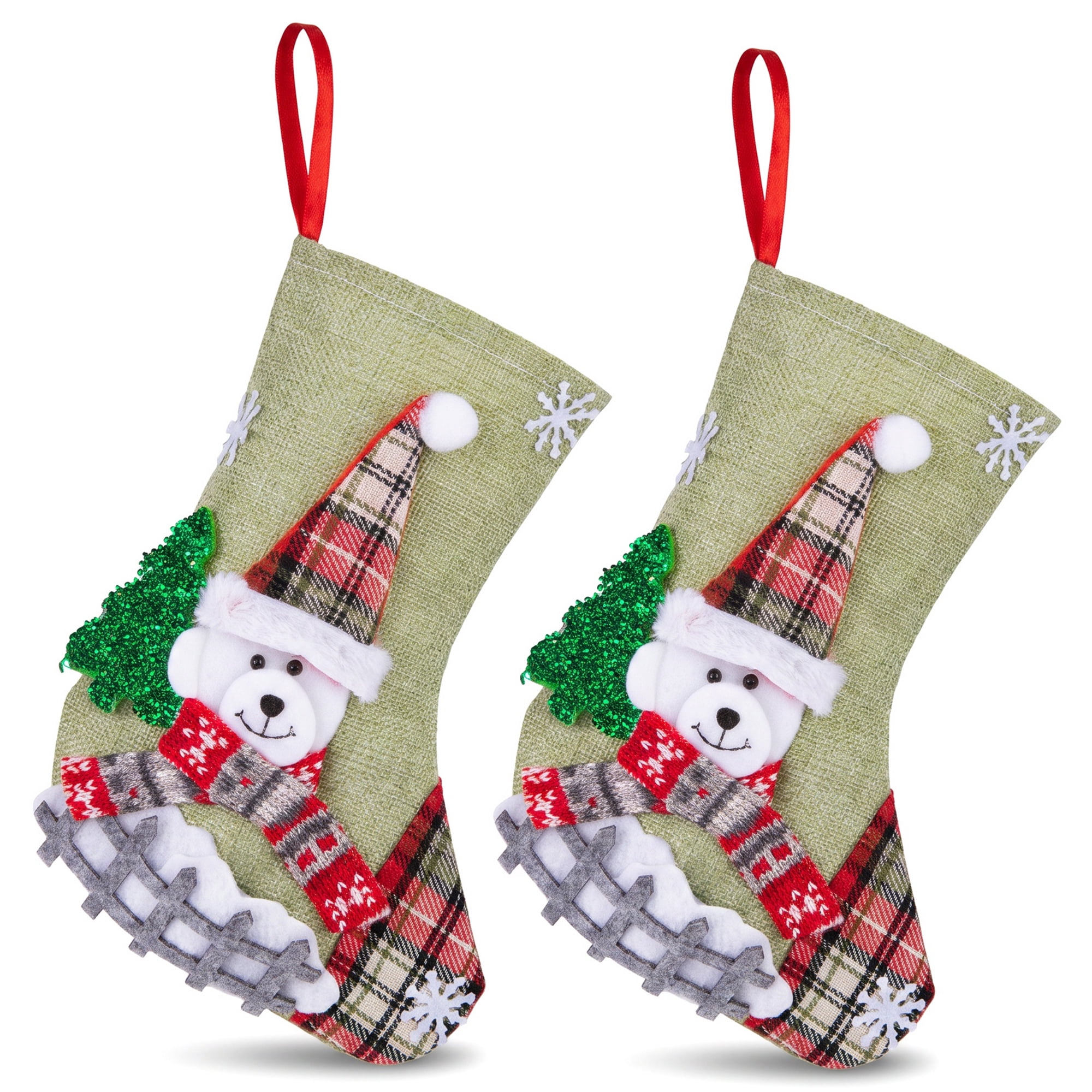 Unique Bargains Novelty Cartoon Christmas Stockings Assorted Garland Accents Green Bear 8"