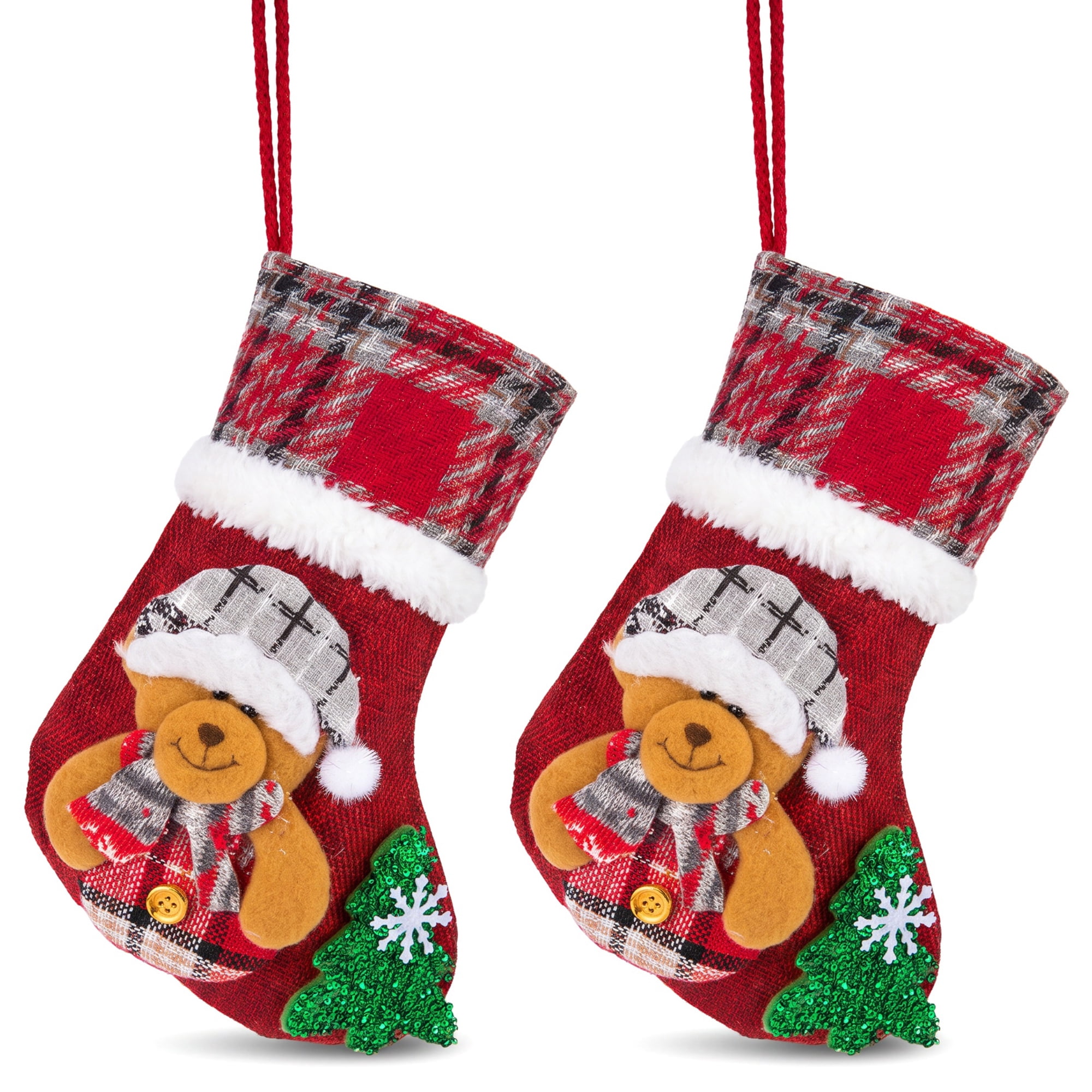 Unique Bargains Novelty Cartoon Christmas Stockings Assorted Garland Accents Red Bear 8"