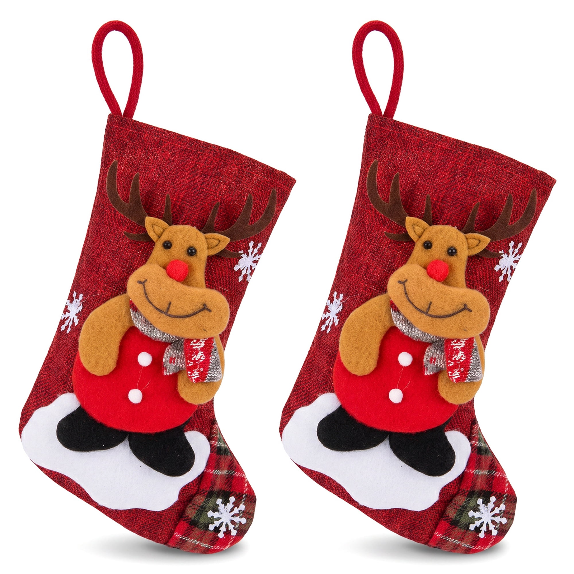 Unique Bargains Novelty Cartoon Christmas Stockings Assorted Garland Accents Red Deer 8"