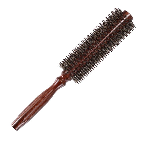 Unique Bargains Nylon Bristle Round Curling Hair Ruled Comb Wood Handle Brown L 16 Row
