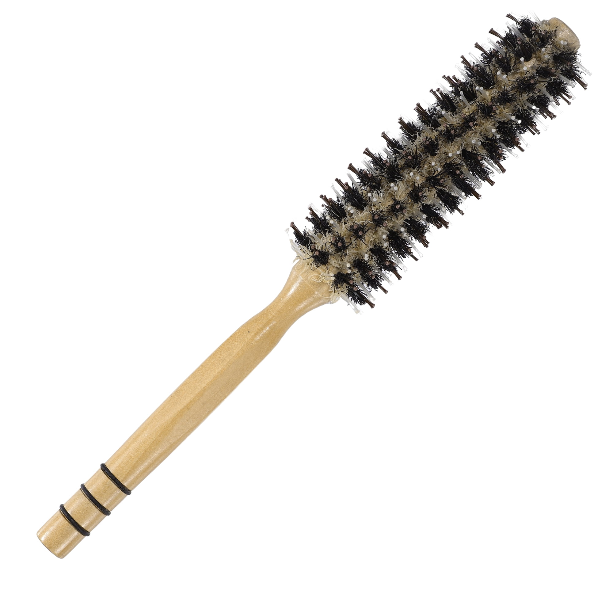 Unique Bargains Nylon Bristle Round Curling Hair Twill Comb with Wood Handle 0 M
