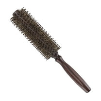 Unique Bargains Nylon Bristle Round Curling Hair Twill Comb with Wood Handle for Hair Drying Styling Brown L Size 16 Row