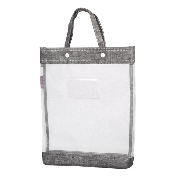 Unique Bargains Nylon Document Bags with Handle Mesh Transparent Handbag Gray