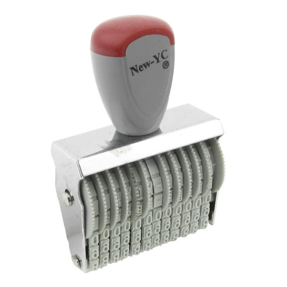 Unique Bargains Office 0-9 Digits 12 Band Rubber Ink Pad Numbering Stamp Gray Red