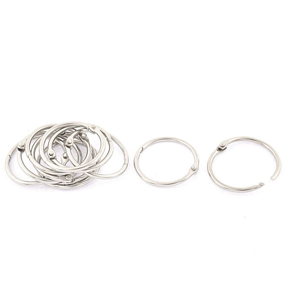 Unique Bargains Office Book Rings Loose Leaf Binder Hinge Snap Ring Keyring 32mm Dia 10pcs