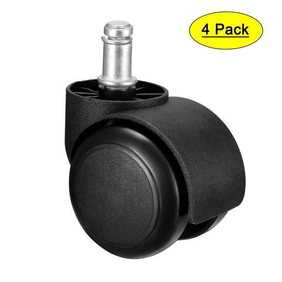 Unique Bargains Office Chair Casters Wheels 2 Inch PU Twin Wheel Universal Standard 11mm Stem Swivel Caster Black 4 Pcs