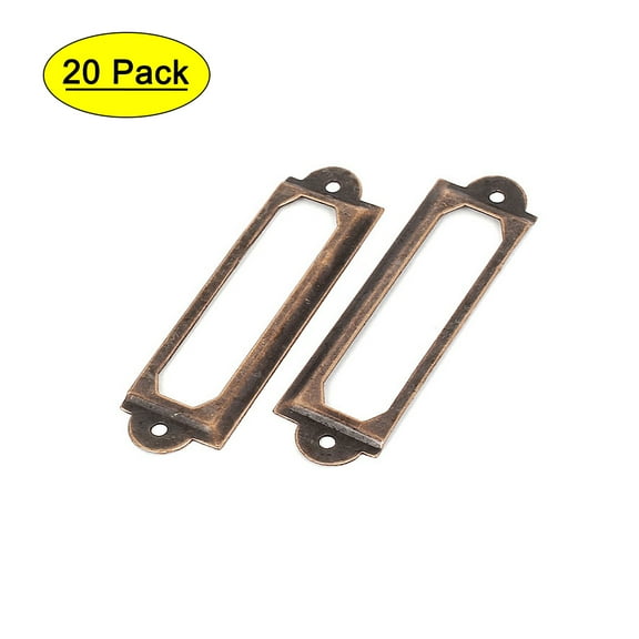 Unique Bargains Office Library 60x17mm File Drawer Tag Frame Label Holder Copper Tone 20Pcs Metal