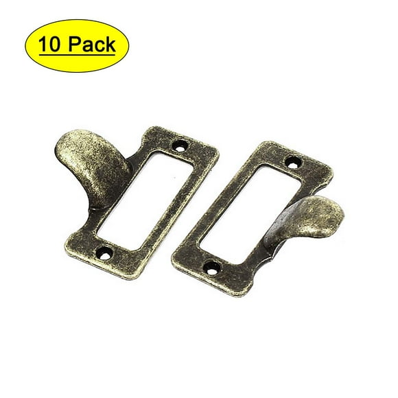 Unique Bargains Office Library File Drawer Tag Frame Label Holder Pull Handle Bronze Tone 10pcs