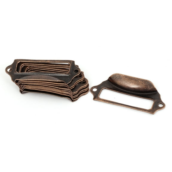 Unique Bargains Office Library File Drawer Tag Frame Label Holder Pull Handle Copper Tone 10pcs