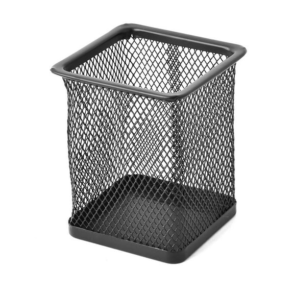 Unique Bargains Office Metal Mesh Rectangle Desk Pen Pencil Storage Holder Container Black