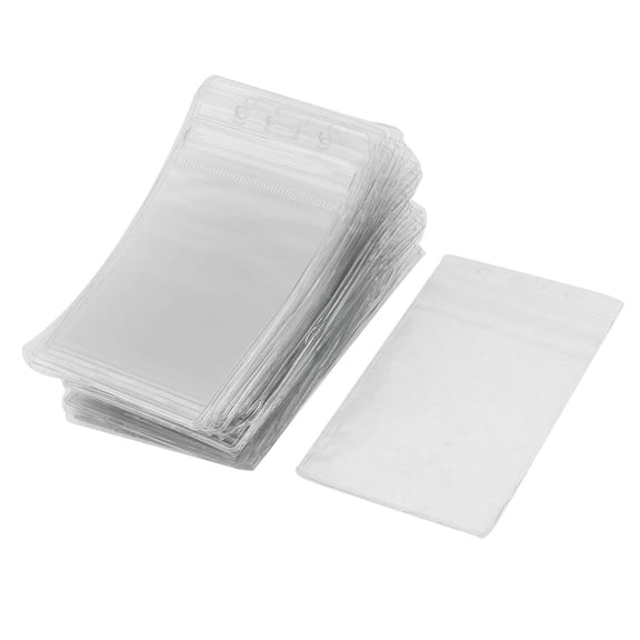 Unique Bargains Office Plastic Vertical Name ID Card Badge Holder Case Clear 50 Pcs