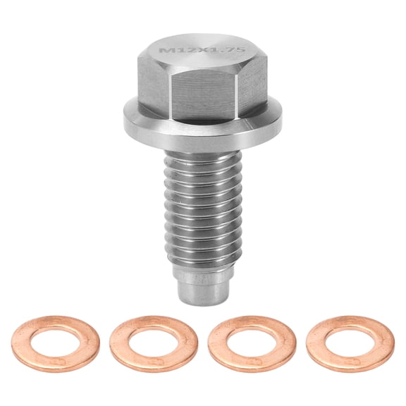 Unique Bargains Oil Drain Plug Anti Leakage Oil Pan Drain Bolt Screw Thread Repair Stainless steel Silver Tone 1 Set M12x1.75