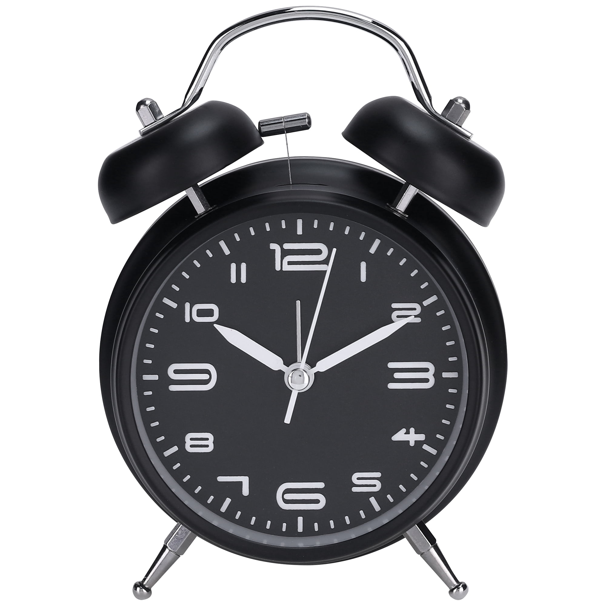 Unique Bargains Old Fashioned Loud Alarm Clock with Night Light Black