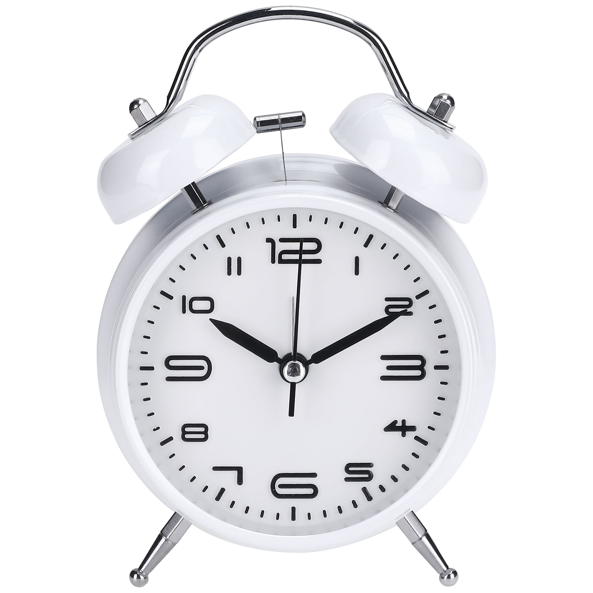 Unique Bargains Old Fashioned Loud Alarm Clock with Night Light White
