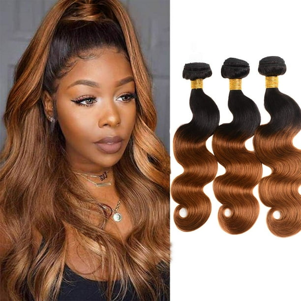 Unique Bargains Ombre Two Tone 1B 30 Color Black Auburn Brazilian 3 Bundles 100 Human Hair 20 22 22 inch