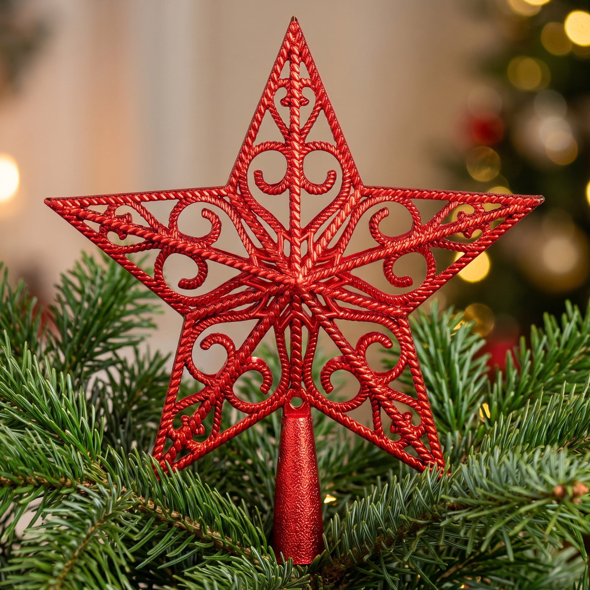 Unique Bargains Openwork Galactic Star Luxury Configurable Concealed Tree Crest Red 7.9"