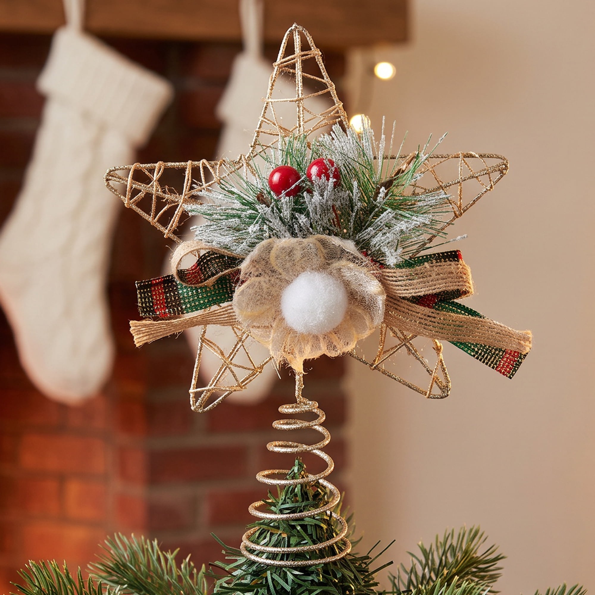 Unique Bargains Openwork Geometric Star Adjustable Disappearing Base Accent Green 8.3"