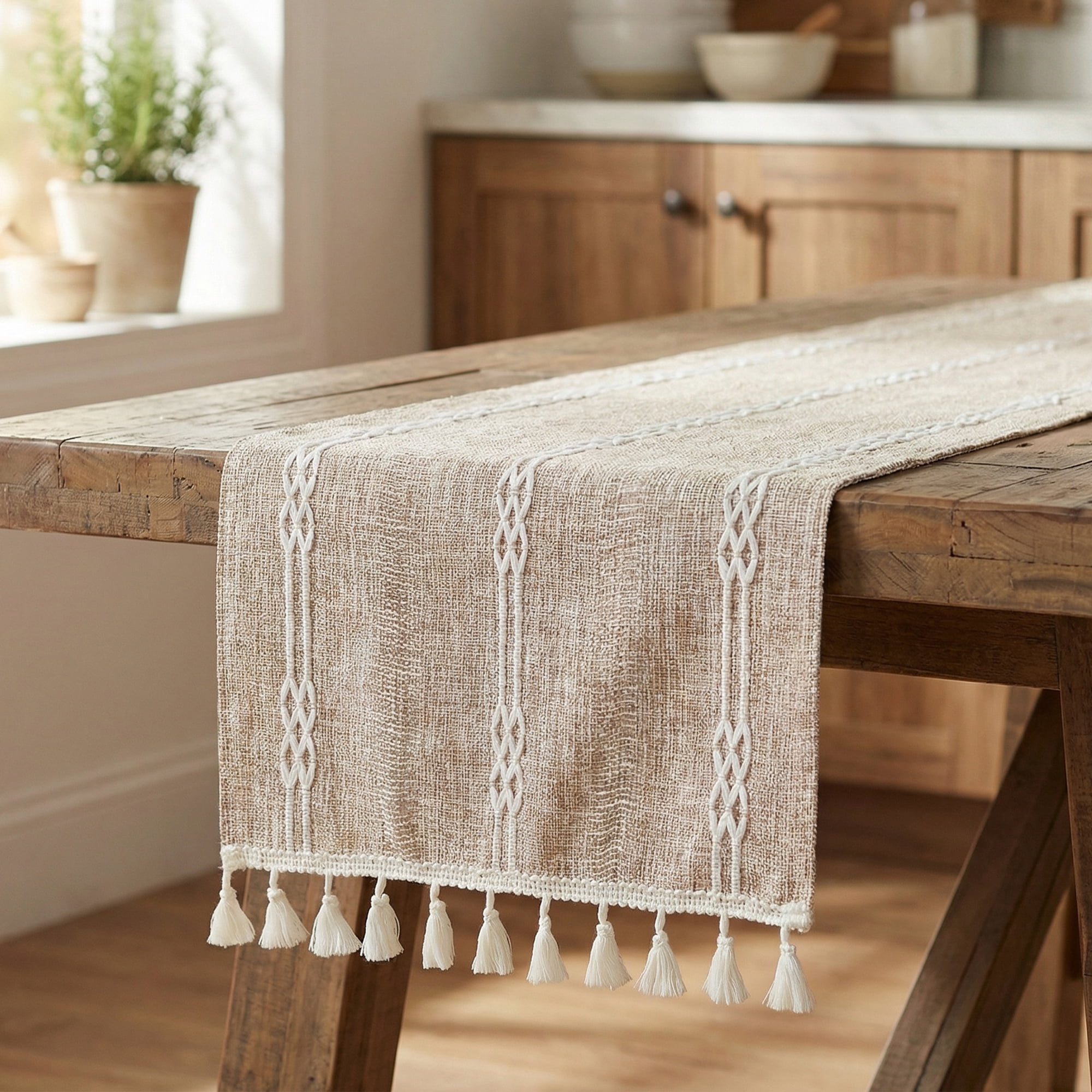 Unique Bargains Openwork Polyester Runner Table Runner for Kitchen Decor Coffee 13"x70.9"