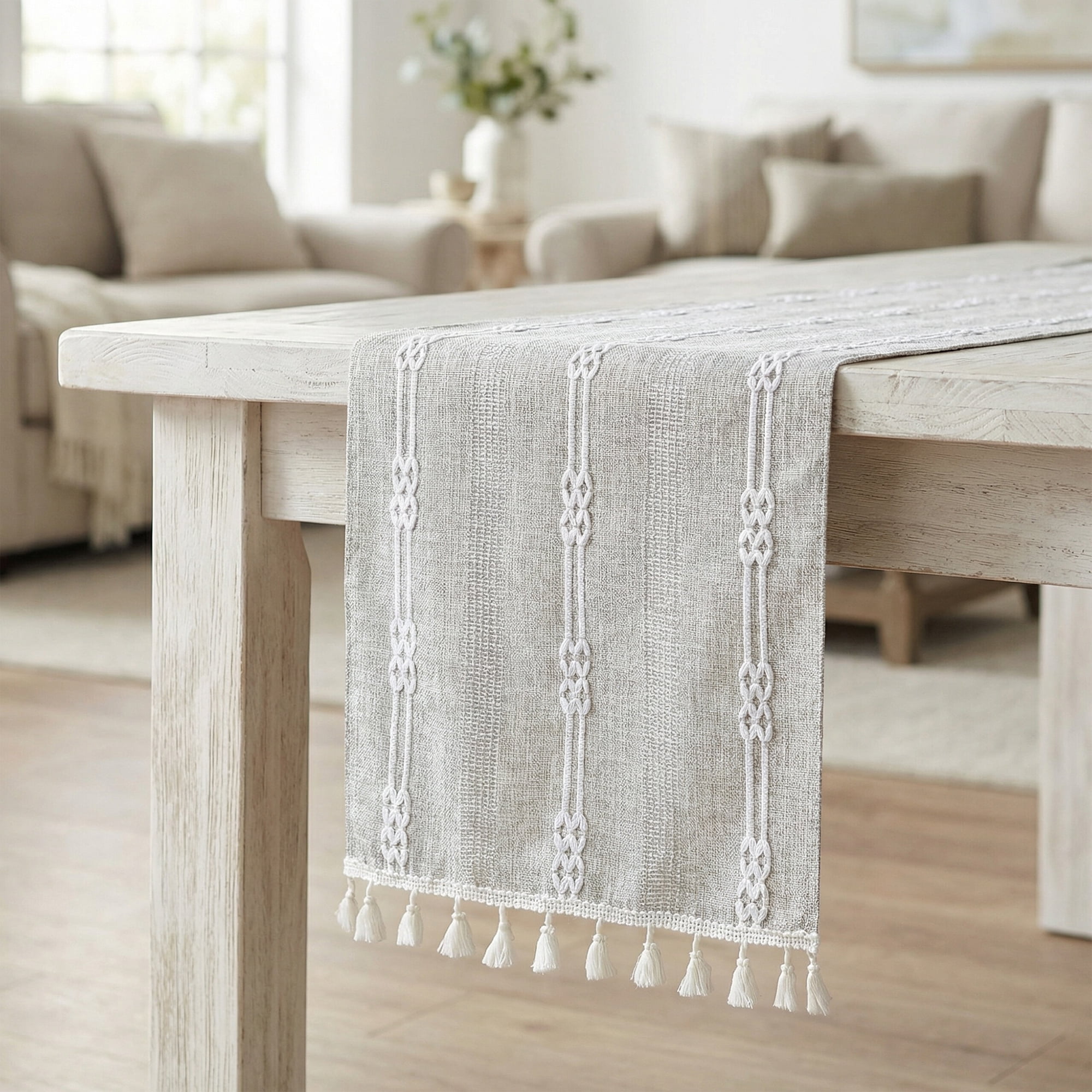 Unique Bargains Openwork Polyester Runner Table Runner for Kitchen Decor Gray 13"x70.9"