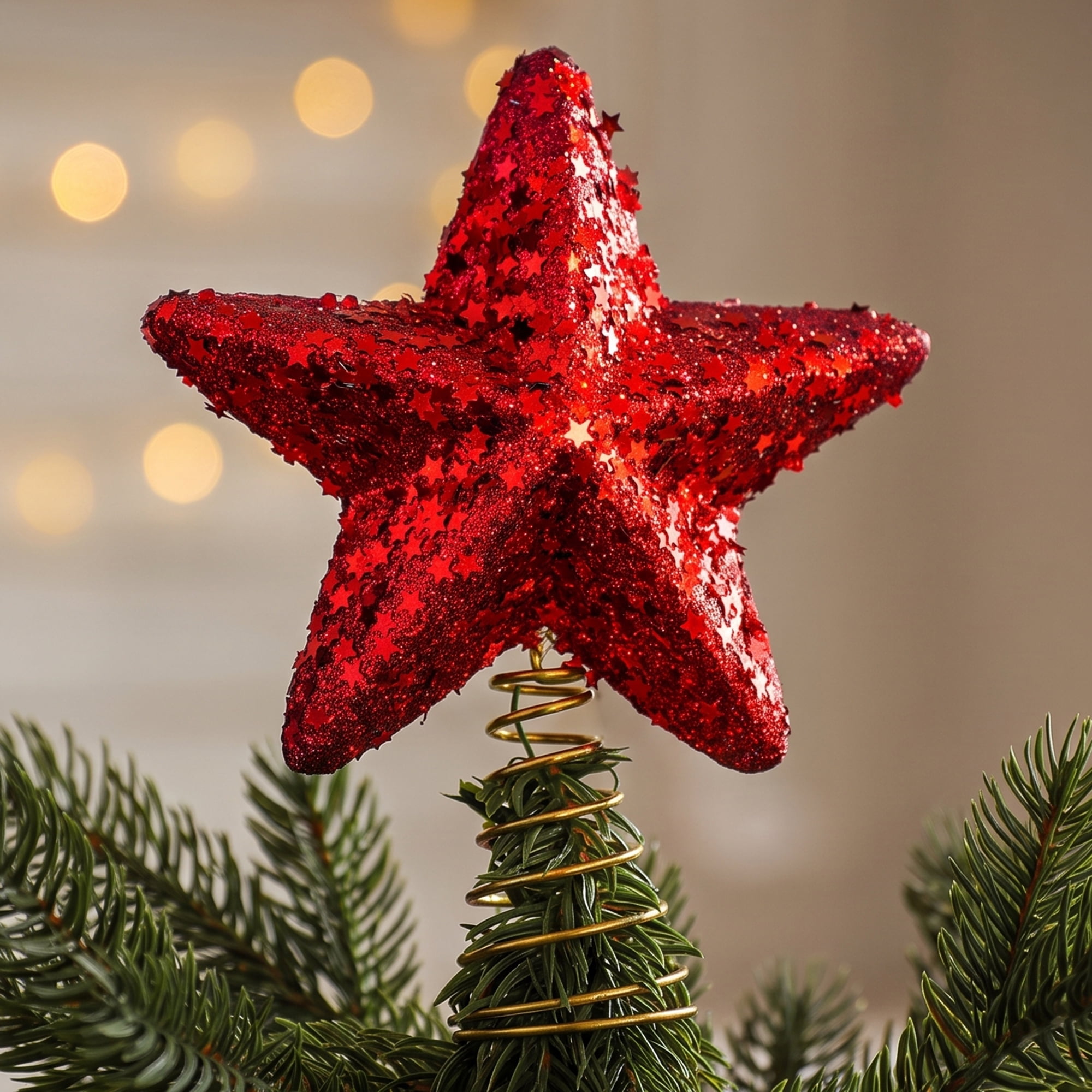 Unique Bargains Openwork Skeletal Starburst Tree Finial with Adjustable Base Red 7.1"