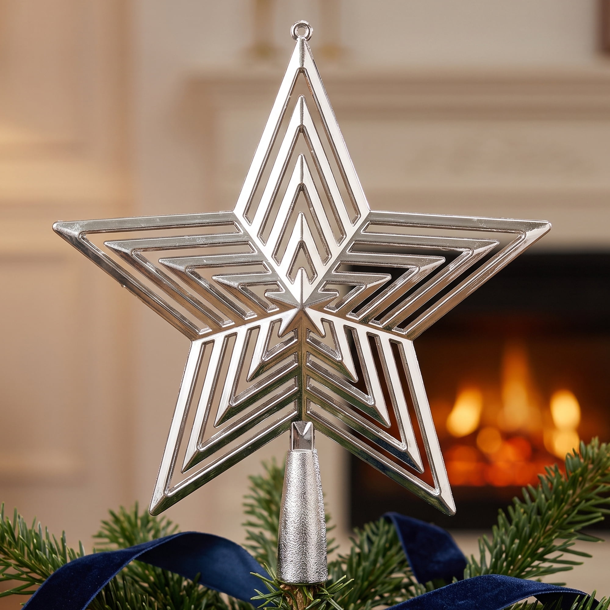 Unique Bargains Openwork Star, A Luxury Adaptable Concealed Canopy Crest Silver 15cm