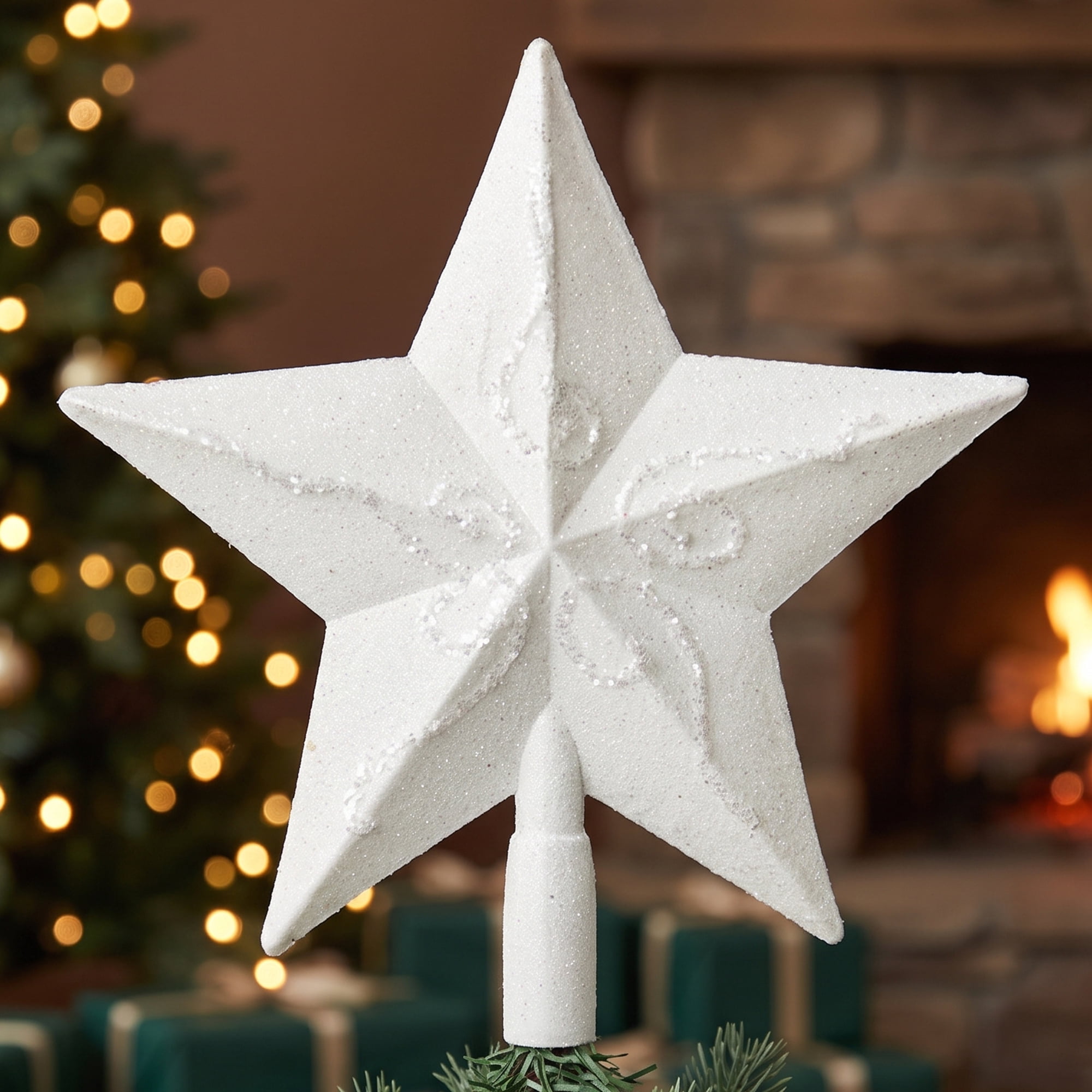 Unique Bargains Openwork Stellar Crest A Regal Crown Tree Accent White 8.7"