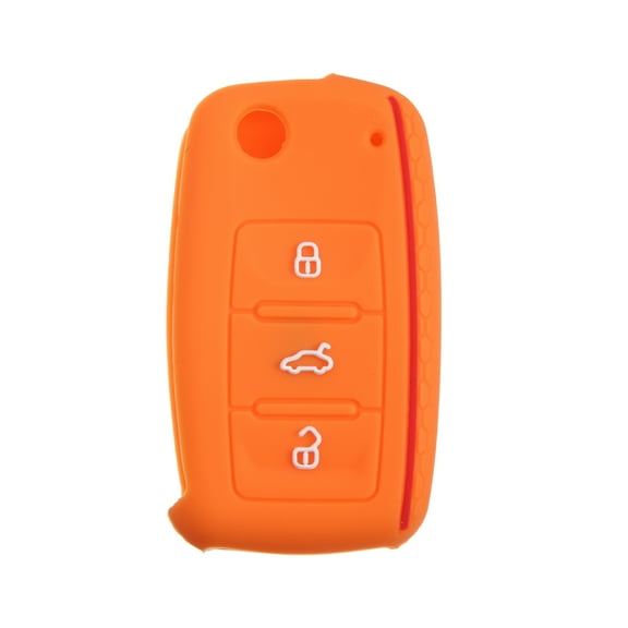 Unique Bargains Orange Silicone Car Remote Control Key Fob Shell Protector for Volkswagen Jetta GTI Passat 3 Button