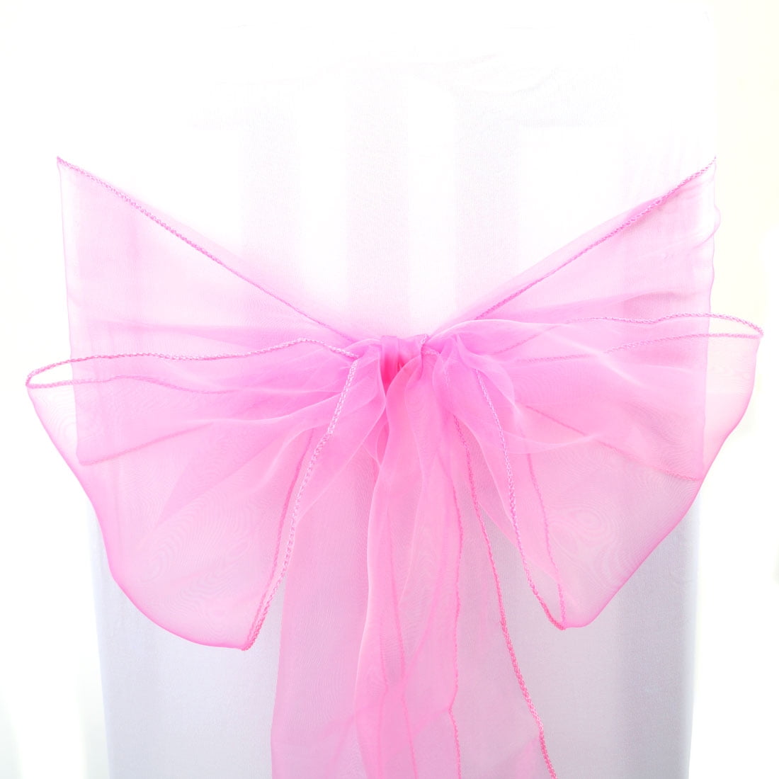 Unique Bargains Organza Cover Fuller Bow Pink Silk Solid Print Chair