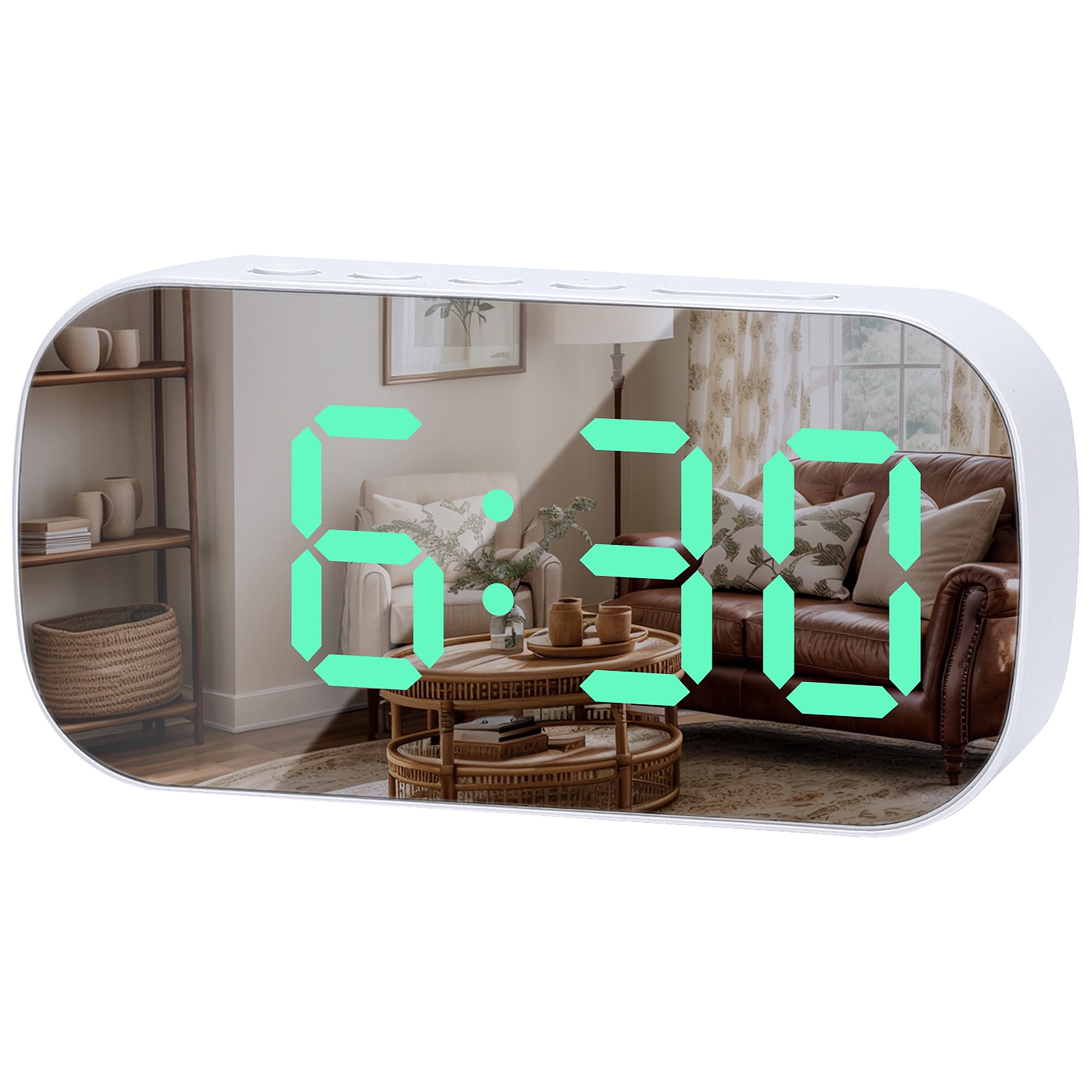 Unique Bargains Small Mirror Big Numbers Desk Clock for Heavy Sleepers 5.1" x 1.4" x 2.6"
