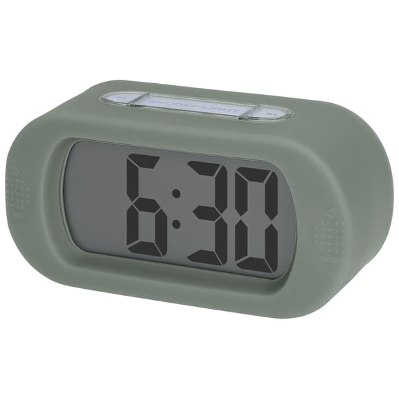 Unique Bargains Oval Digital Alarm Clock Adjustable Alarm Snooze Army Green