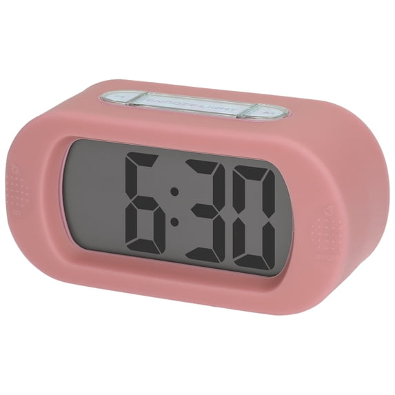 Unique Bargains Oval Digital Alarm Clock Adjustable Alarm Snooze Pink