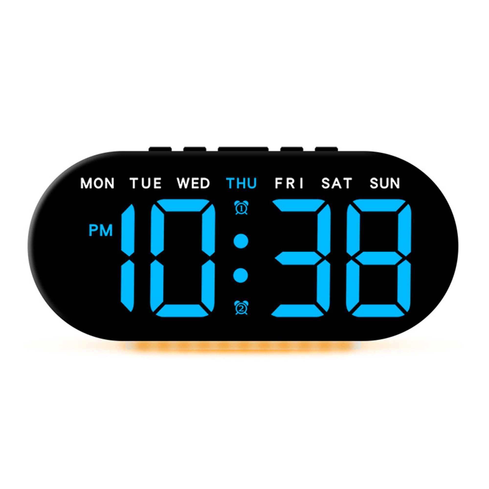 Unique Bargains Oval Digital Alarm Clock Bedroom Black Blue