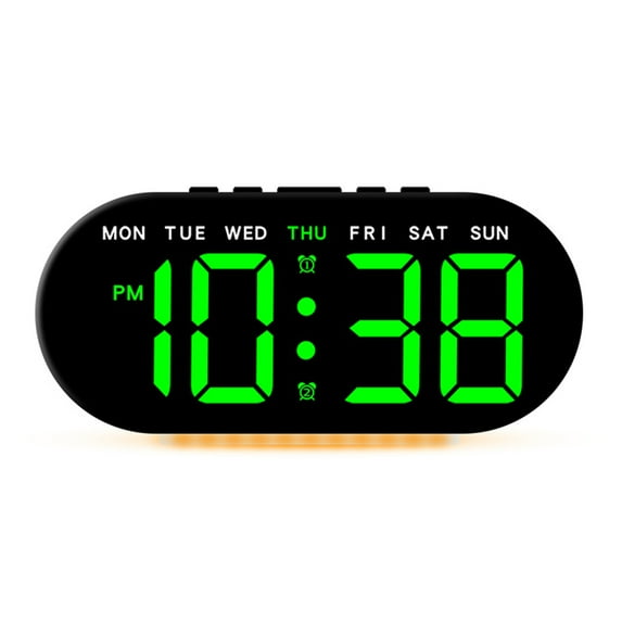 Unique Bargains Oval Digital Alarm Clock Bedroom Black Green