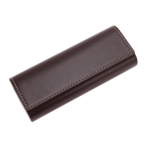 Unique Bargains Oval Eyeglasses Case Portable Eyeglasses Storage Deep Brown