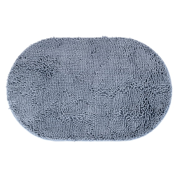 Unique Bargains Oval Plush Bath Mat Soft Non Slip Washable Rug Blue 20" x 32"