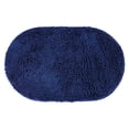 thumbnail image 1 of Unique Bargains Oval Plush Bath Mat Soft Non Slip Washable Rug Dark Blue 20" x 32", 1 of 7