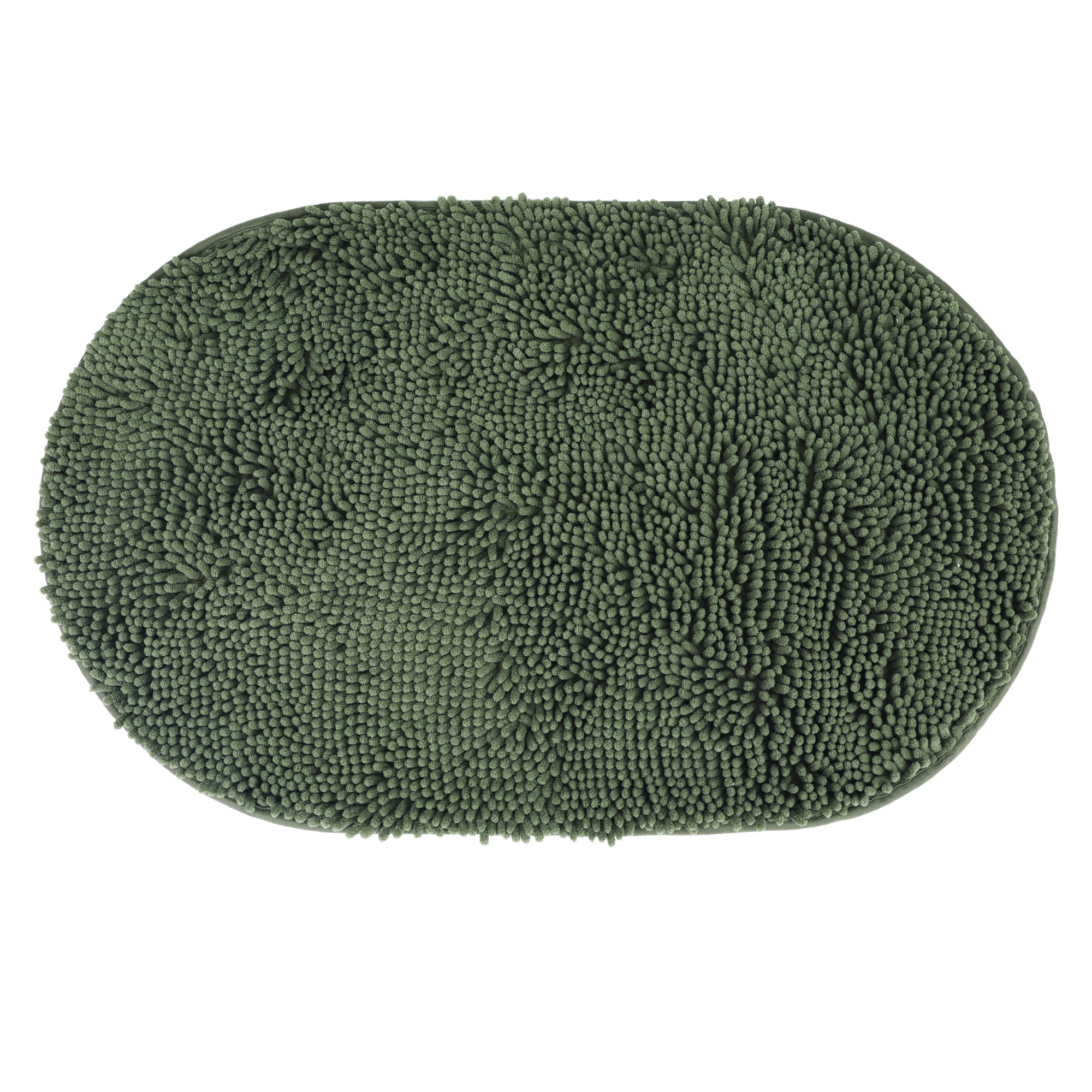 Unique Bargains Oval Plush Bath Mat Soft Non Slip Washable Rug Green 20" x 32"