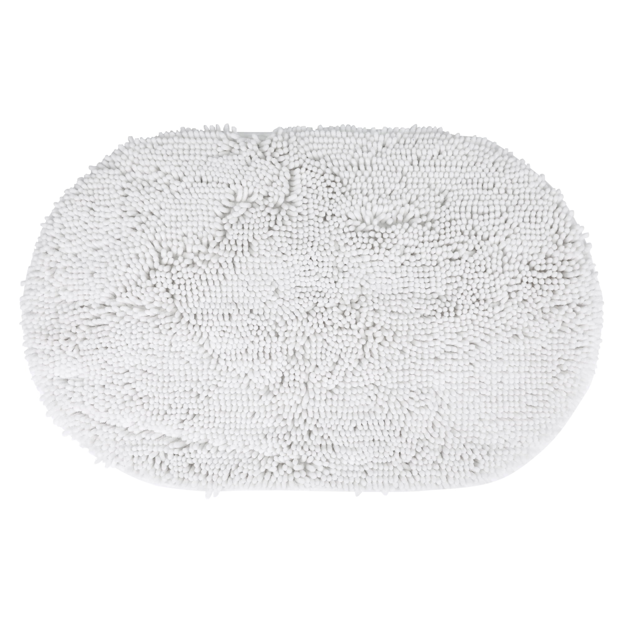 Unique Bargains Oval Plush Bath Mat Soft Non Slip Washable Rug White 20" x 32"