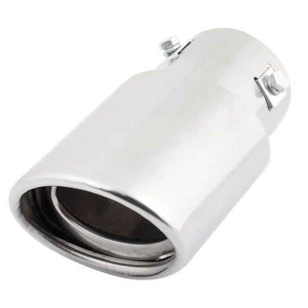 Unique Bargains Oval Rolled Angle Cut Slanted Exhaust Muffler Tip Pipe 60mm Inlet Silver Tone