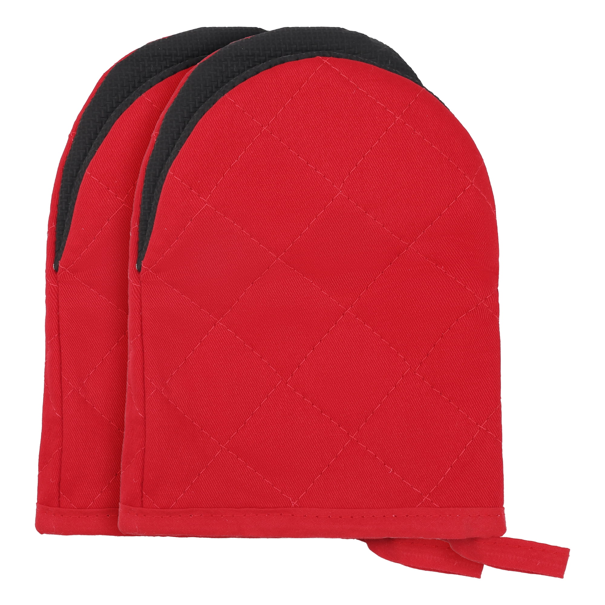 Unique Bargains Oven Mitts Heat Resistant Cooking Gloves Red 7.9x5.7inch