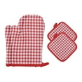 thumbnail image 1 of Unique Bargains Oven Mitts Pot Holders Heat Resistant Kitchen Gloves Red 10.6x7.1inch, 1 of 7